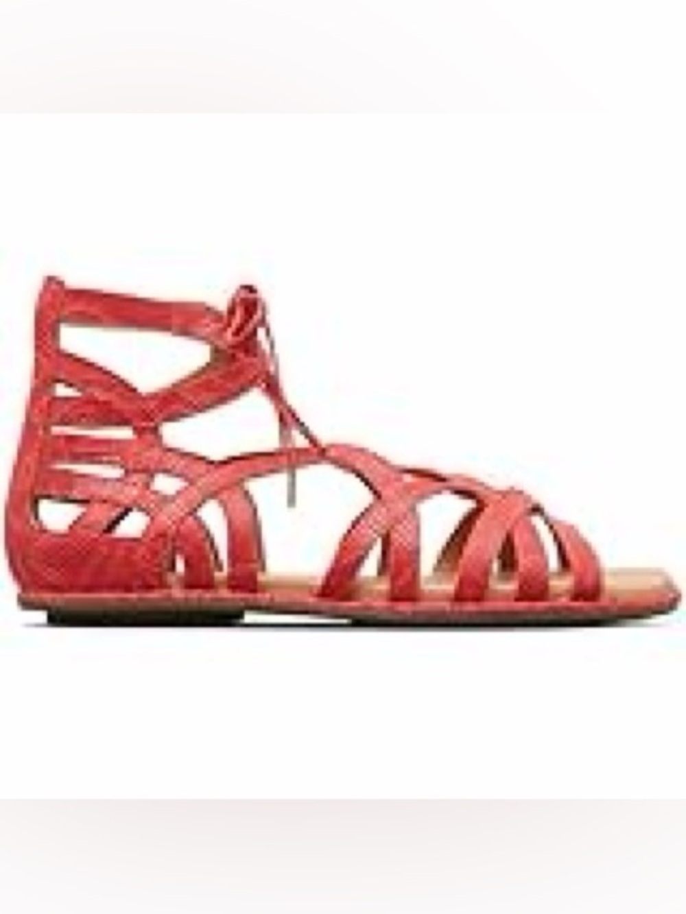 Kenneth Cole Red Snake Print Gladiator Sandals Size 7.5 Lace Up